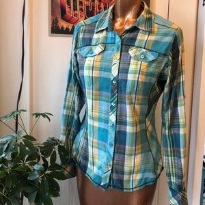 Columbia Button Down Plaid Cotton Shirt